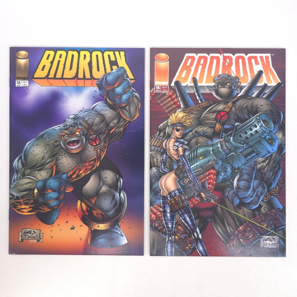 Image Comics Badrock 1A, 1B 1995 Rob Liefeld Eric Stephenson Alt Cover Nerd Geek